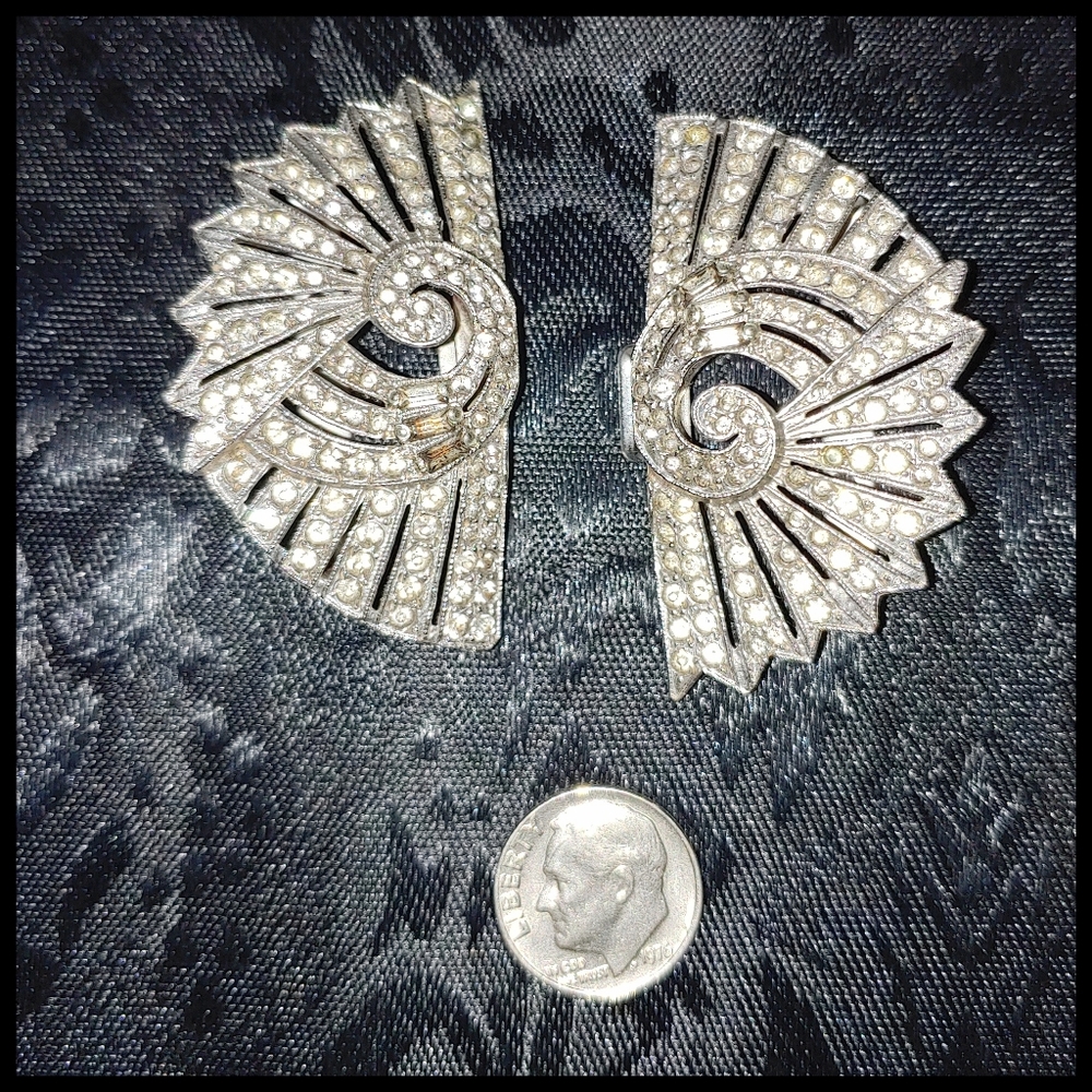 Vintage Art Deco Rhinestone 2 Piece Buckle - Picture 2 of 5